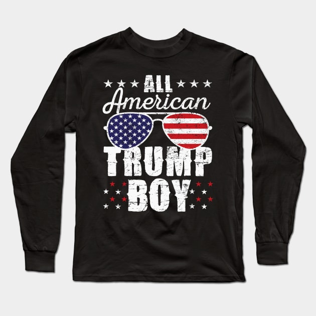 All American Trump Boy Sunglasses US Flag Vote Trump 2024 Long Sleeve T-Shirt by boxersettle